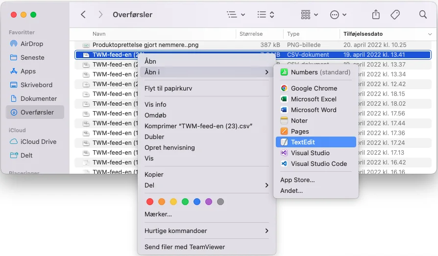 Öppna Csv-fil i Textedit